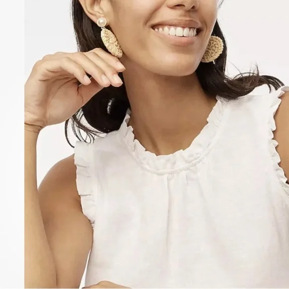 JCrew Chic White Ruffle Sleeveless Top - Picture 3 of 5